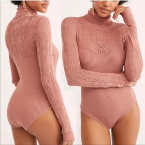 Free People Pretty in Pointelle Bodysuit Sz M